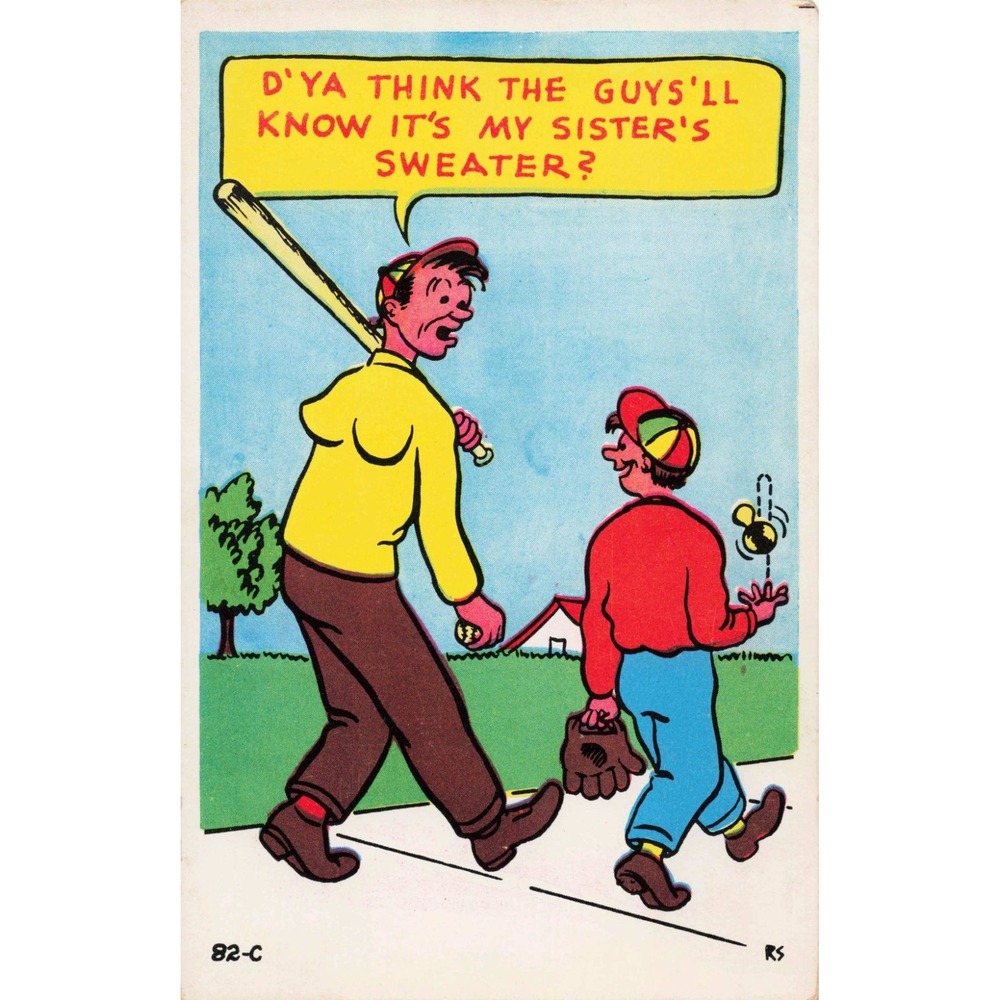 Vintage Humorous Baseball Comic Postcard Baxter Lane Co Amarillo Texas 82-C - Picture 1 of 2